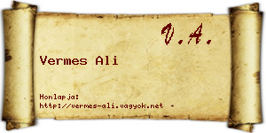 Vermes Ali névjegykártya
